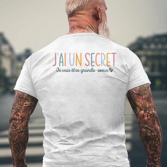 T-Shirt Enfant Secret Future Grande Soeur 2025 - J'ai Un Secret Il Est Dans Le Ventre De Maman - Annonce Grossesse
