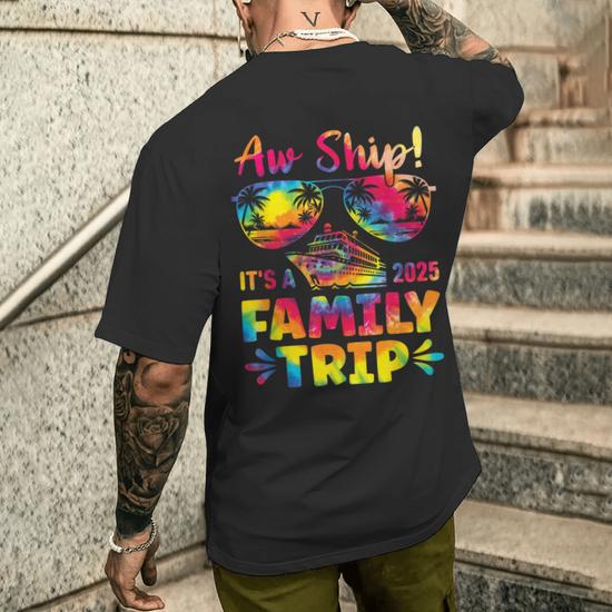 Aw Ship It's A Family Trip 2025 Family Cruise Squad Tie Dye Men's