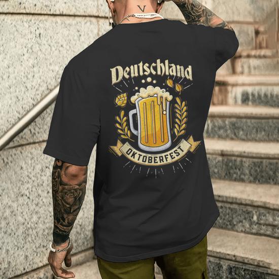 Deutschland Oktoberfest German Beer Festival Party Outfit Men s T shirt Back Print Thegiftio UK