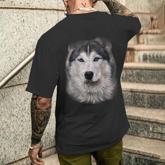 Hermoso Rostro De Perro Husky Siberiano Camiseta Hombre Estampado Espalda Regaloses