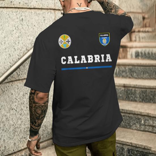 T-shirt Calabria Italia - Coton Noir - Neuf Avec étiquettes - Homme - Fabriqué En France