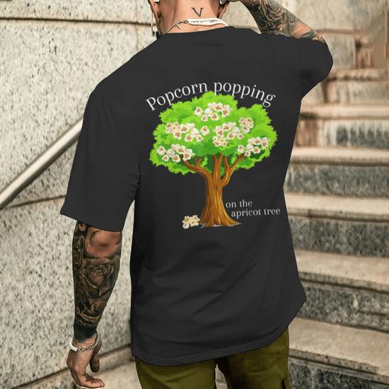 Mormon Popcorn Popping Cute Tree Men's T-shirt Back Print - Monsterry