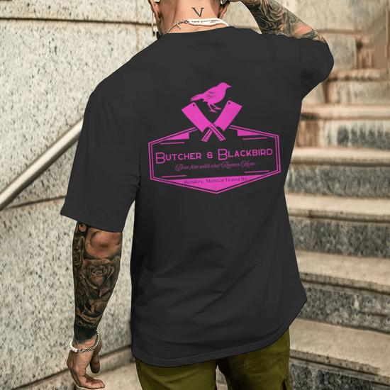 Officially Licensed Butcher & Blackbird Men's T-shirt Back Print