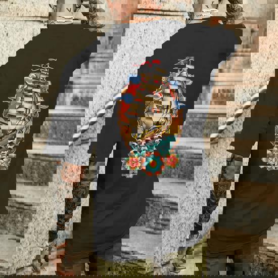 Old School Traditional Tattoo Flash Clipper Ship Men's T-shirt