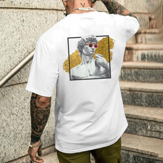 T-Shirt Uomo Michelangelo Vaticano – Scollo A V, 100% Cotone, Stampa Digitale, Prodotta In Francia, Fabulous - 3