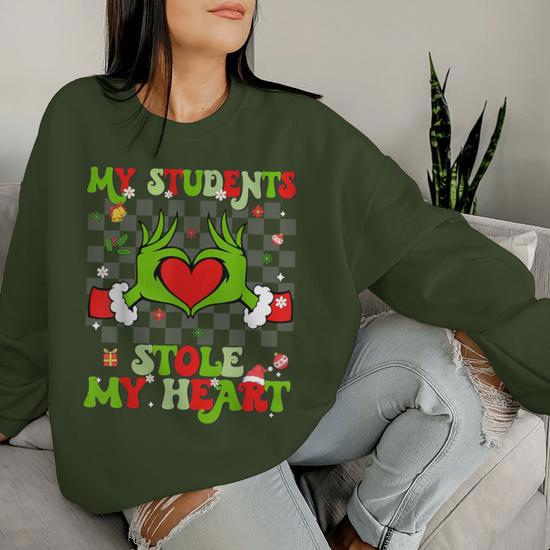 Christmas Teacher Shirt For Women: 'My Students Stole My Heart' – Short Sleeve Holiday Tee Tops