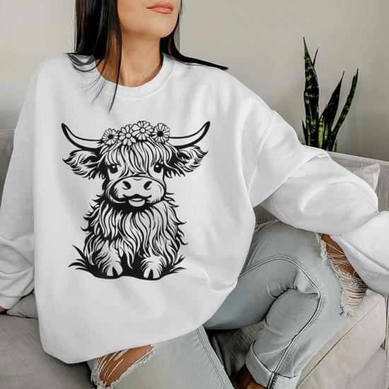 Sweat à Capuche Femme Highland Cow - Imprimé 3D, Polaire Doublée Sherpa, Chaud Et Doux Pour L'Hiver