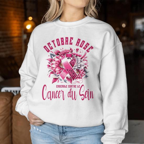 Sweat à Capuche Homme Ruban Rose Cancer Du Sein - Coupe Oversize Confort Automne Hiver