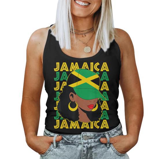 Proud Jamaican Afro Black Woman Jamaica Flag Pride Women Tank Top