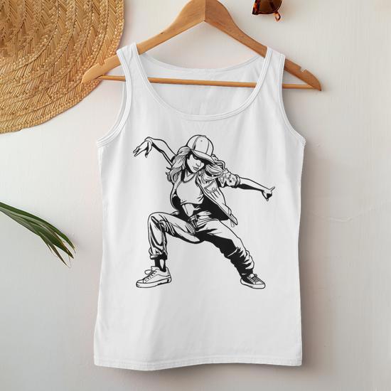 Débardeur Femme Avec Motif Cartoon Breakdance - Danse Urbaine Pour Filles - Style Hip-Hop Décontracté