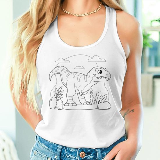 Blusa Mujer Estampado Dinosaurio | Mezcla Algodón Holgada | Tallas S-3XL | Colores Blanco, Negro, Gris, Azul, Rojo