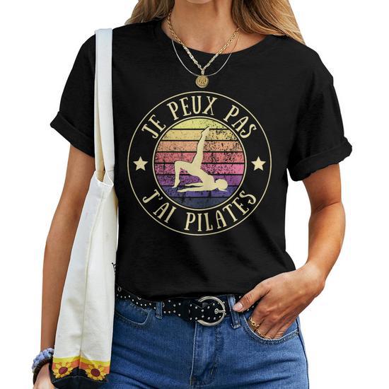 T-shirt Humour Pilates Pour Femme - Col En V - Motif Drôle Pour Instructrice De Yoga - Cadeau Sportif Décontracté - 3