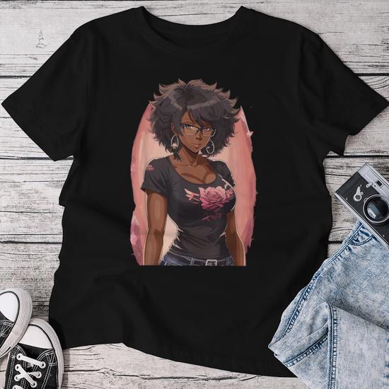 Black Anime Girl Kawaii Waifu Aesthetic Japanese Woman Women T-shirt -  Monsterry CA