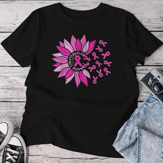 T-shirt Femme Cancer Du Sein Octobre Rose - Ruban Rose, Confortable Et Grande Taille