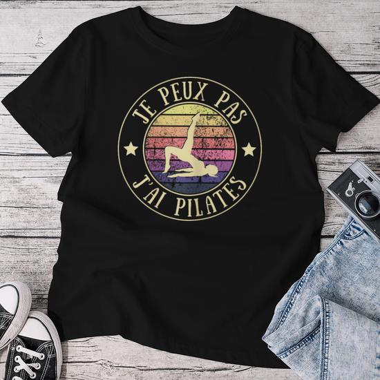 T-shirt Femme Drôle Pilates/Yoga - Col En V, Motif Humoristique Pour Instructrice Ou Pratiquante