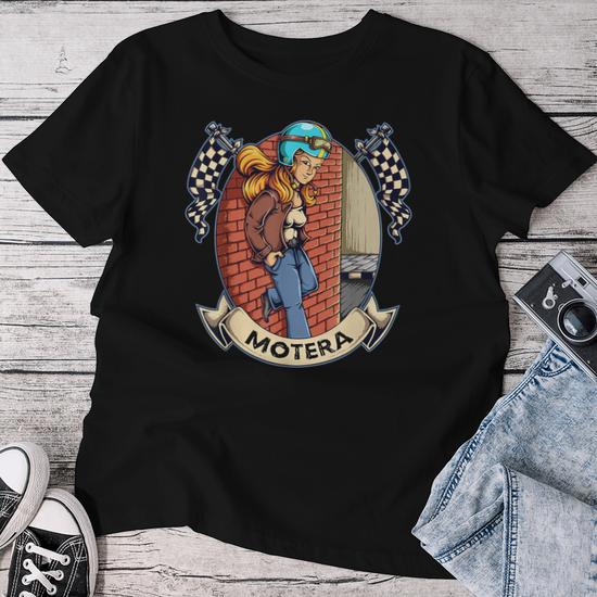 Camiseta Mujer Motera Rock And Roll - Estilo Vintage Años 80s 90s, Música Rock, Regalo Para Moteras Y Rockeras