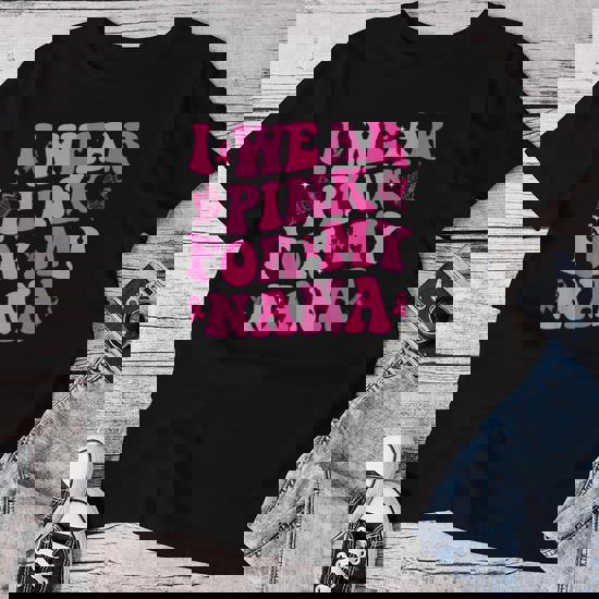 I Wear Pink For My Mom Breast Cancer Awareness T-Shirt - Women's Pink Ribbon Tee For Cancer Support