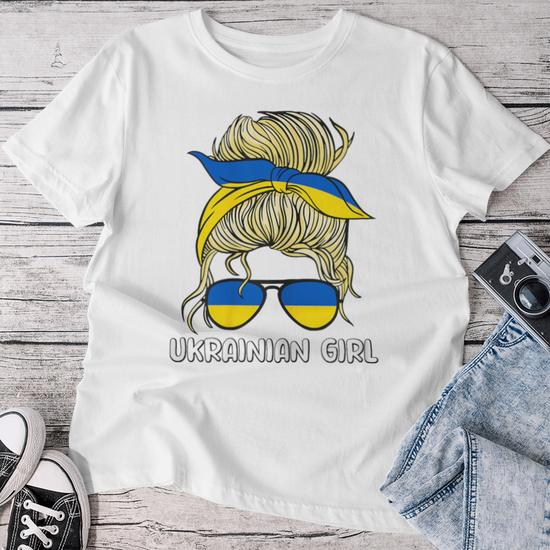 Maglietta Donna Con Bandiera Ucraina – Manica Corta, Girocollo, In Poliestere, Casual