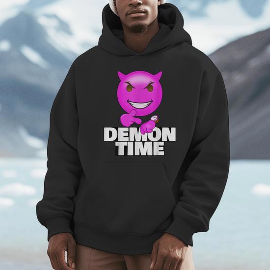 On Demon Time Meme Emote Trending Teen Slang Street Unisex Hoodie 