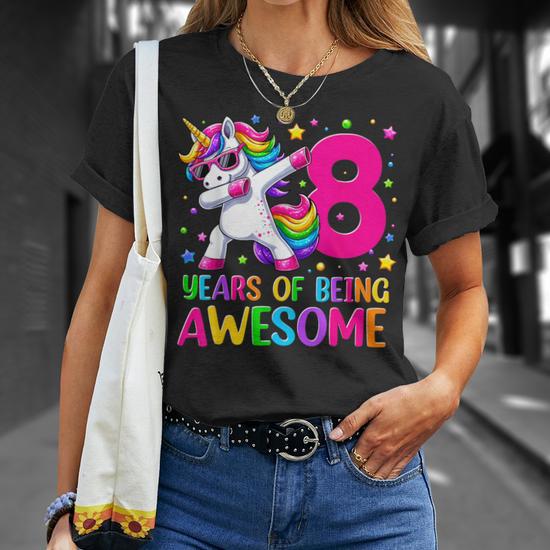 8Th Birthday For Girls 8 Year Old Birthday Unicorn T Shirt Seseable UK