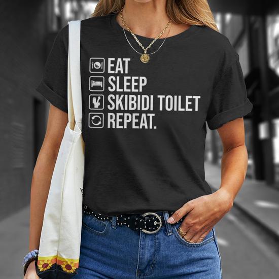 Eat Sleep Skibidi Toiletten-Wiederholungs-Shirt: Gen Z Meme Grafik-T-Stück