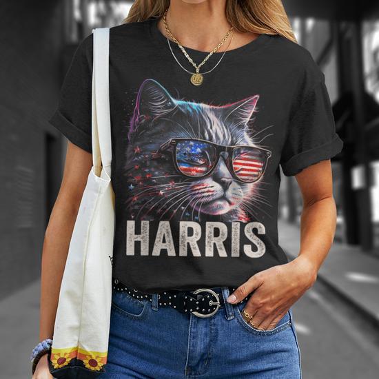 Kamala Harris For President 2024 Cat Graphic T Shirt Monsterry