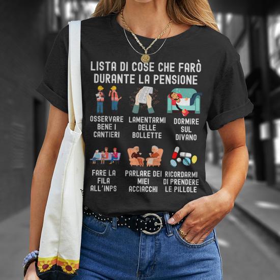 MAGLIETTA SCHERZOSA T-SHIRT PENSIONE REGALO COLLEGA MAGLIETTA