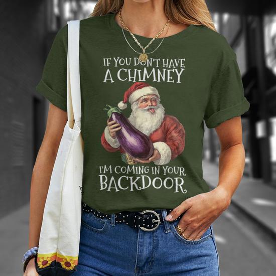 Sexual Innuendo Santa Rude Christmas T-Shirt - Seseable