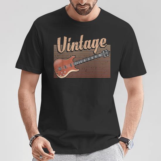 T-shirt Vintage Basse - Cadeau Pour Bassiste, Musicien - 100% Coton, Coupe Classique - Modèle Décontracté Rock