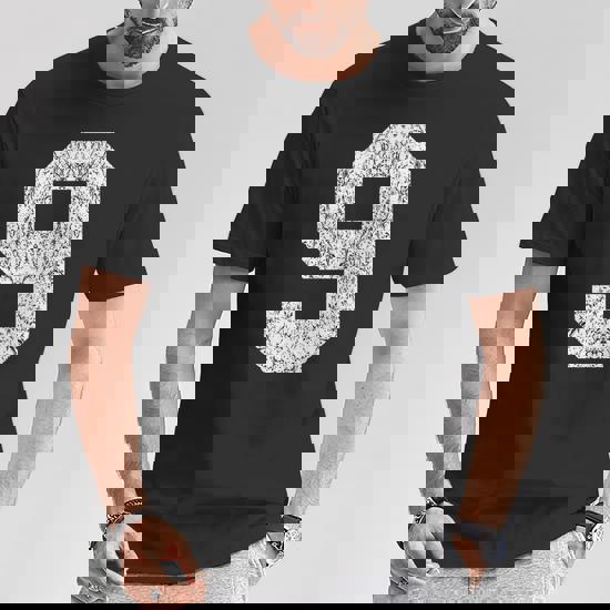 Big Distressed Number 9 Nine Alphabet Digits T-Shirt - Monsterry