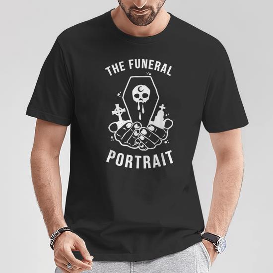 The Funeral Portrait Coffin Skull T-Shirt - Monsterry