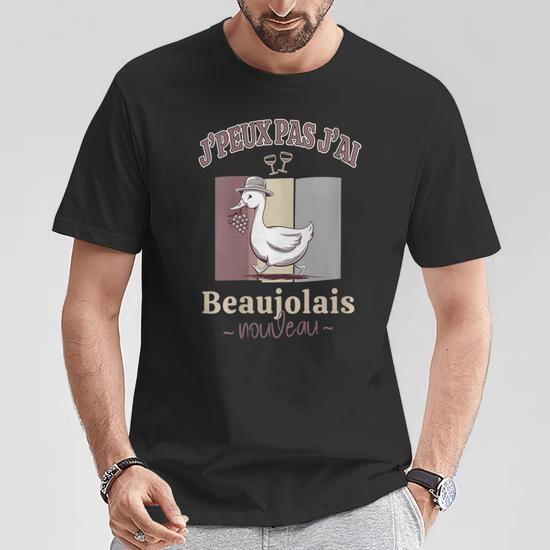 T-Shirt Beaujolais Nouveau - Cadeau Pour Amateur De Vin, Design Textuel Avec Grappe De Raisin - 7