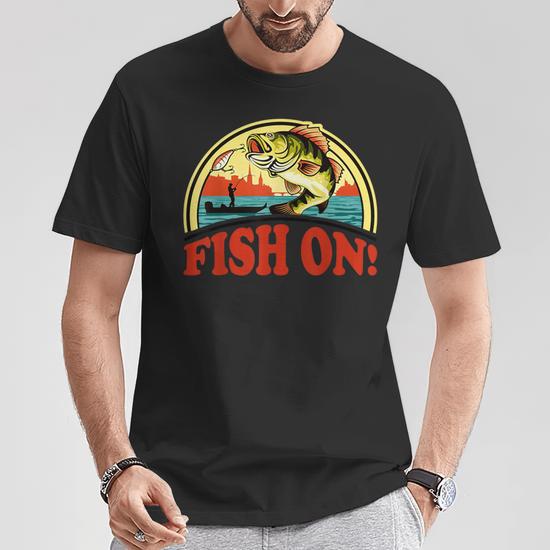 T-shirt Homme Pêche – Cadeau Pêcheur, Achigan Grande Bouche, Gildan 5000, Coton, Taille Régulière