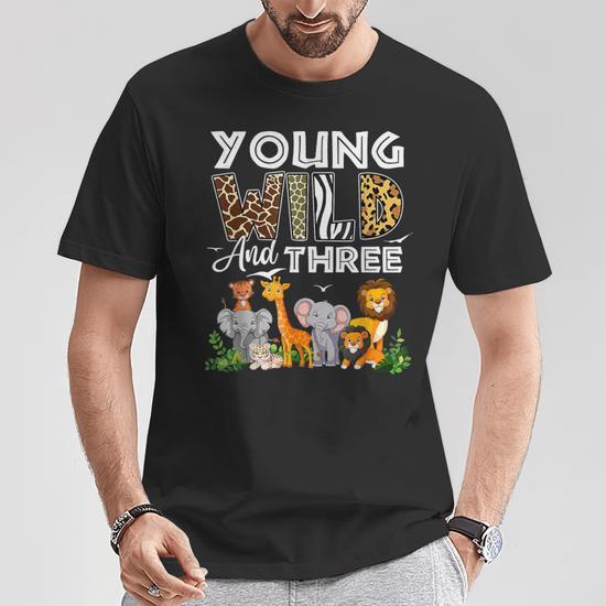 thumbnail image 2 of Young Wild And Three 3rd Birthday T-Shirt – Unisex Kids, Short Sleeve, UK Made 2 of 2