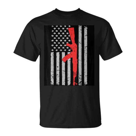 American Flag Rifle Ar 15 4Th Of July Independence Day T Shirt Monsterry