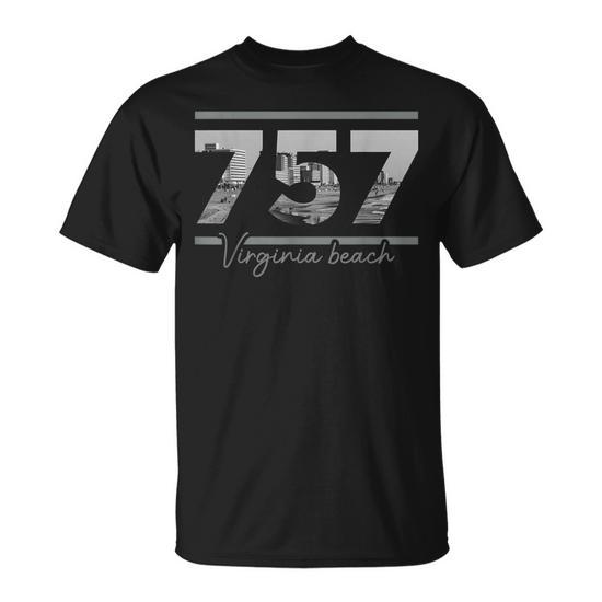 Virginia Beach 757 Area Code Skyline Virginia Vintage T-Shirt