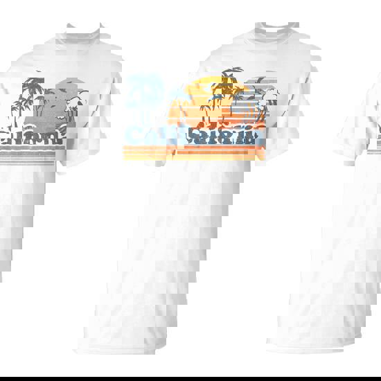 T-shirt Blu Con Stampa Grafica California Surf PIOMBO Da Uomo - Foto 13