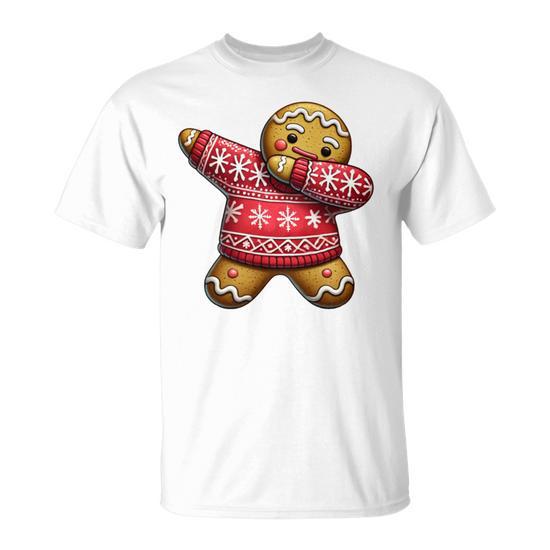 T-Shirt Femme Bonhomme En Pain D'Épice Noël - Col V, Design Festif, Cadeau De Fêtes - Léger Et Confortable