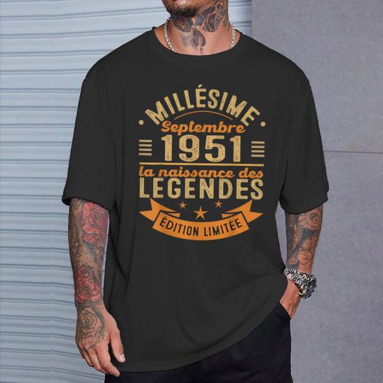 T-shirt Anniversaire 74 Ans - Cadeau Humoristique Pour Homme Né En Août 1951, Manches Longues - 7