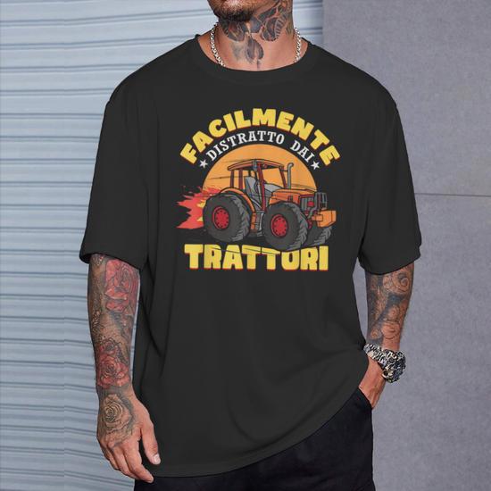 T-Shirt Uomo In Cotone Con Stampa Divertente Trattore E Slogan Per Agricoltori - Youth Designz