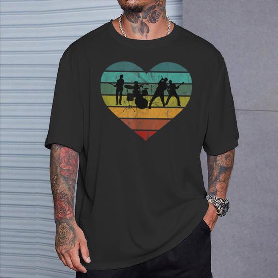 I Love 70S Music Concert Vintage Heart Rock Band T-Shirt - Monsterry