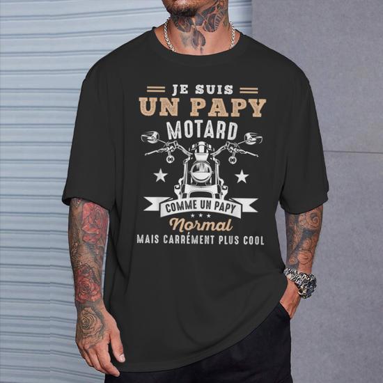 T-shirt Motard Homme "Papy Moto" - Cadeau Humoristique Pour Motocycliste, Père, Grand-père