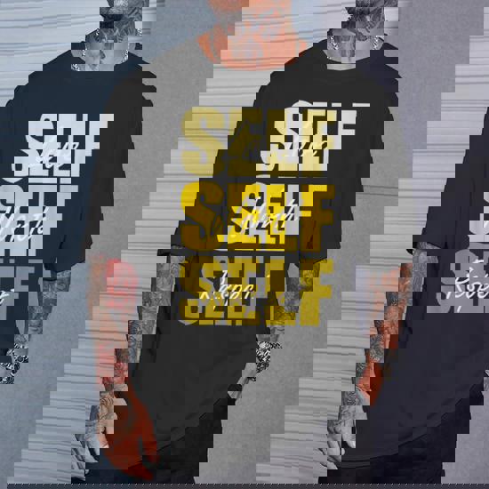 black and university gold graphic tee