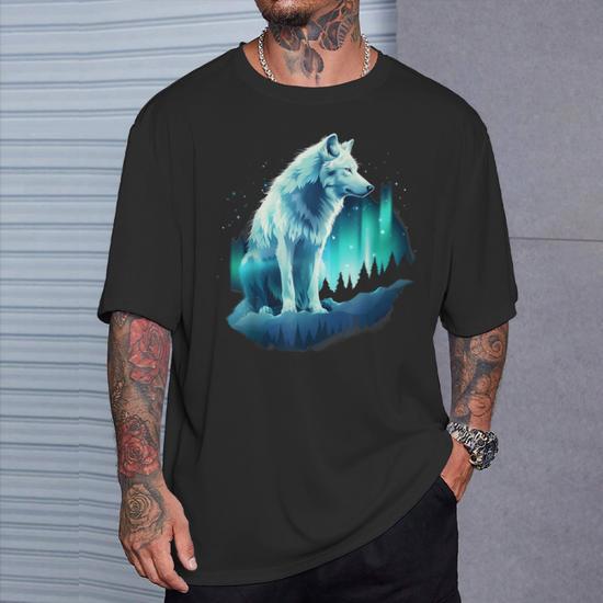 Wolf Northern Lights Alaska Arctic Up North White Wolf Lover 