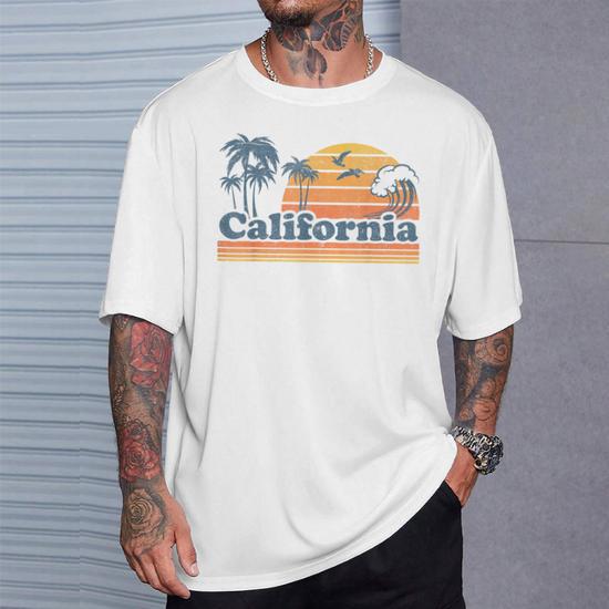California Vacation Sunset Cute Cali 70S Vintage Retro Beach T