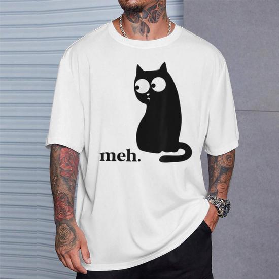 Meh Cat Sarcastic Meme Grumpy Saying Cat Lovers T Shirt Thegiftio UK