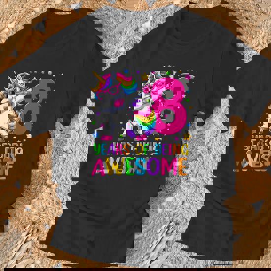 Girls 8th Birthday Unicorn Tshirt Awesome Since 2011