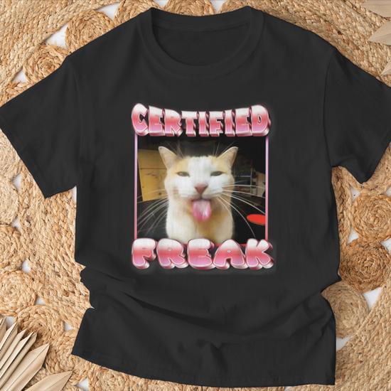 Certified Freak Funny Cat Meme Brainrot Ironic Y2K Stickers Sold By Anna Hensley | SKU 809318333