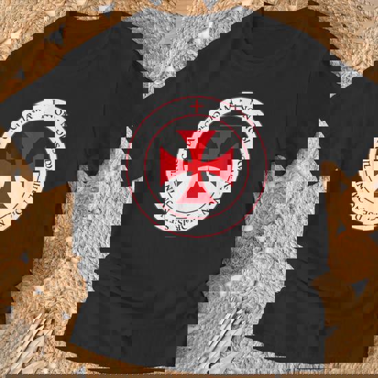 Cavalieri Templari Ordine Del Tempio Di Salomone Sigillo Crociato T-shirt Da Uomo Con Stampa Posteriore - Foto 9