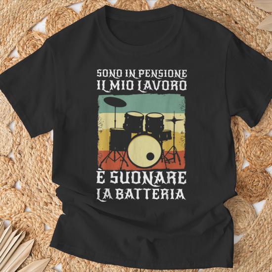 T-shirt Ragazzo 'Batteria Sul Cervello' 100% Cotone, Maglietta Divertente Per Bambini Musicisti, Manica Corta - Foto 2